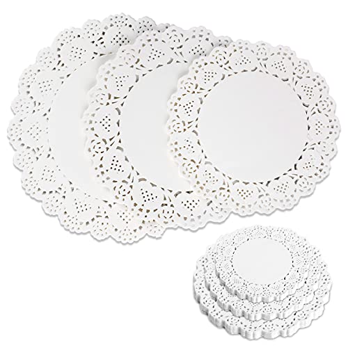 90 Stück Spitzen Papier Deckchen Torten Spitze Klein Weiß Rund Tassenuntersetzer Papier Deckchen für Lebensmittel, Kuchen, Kunst handwerk, Tisch, Party Hochzeit Geschirr Dekoration von Mozeat Lens