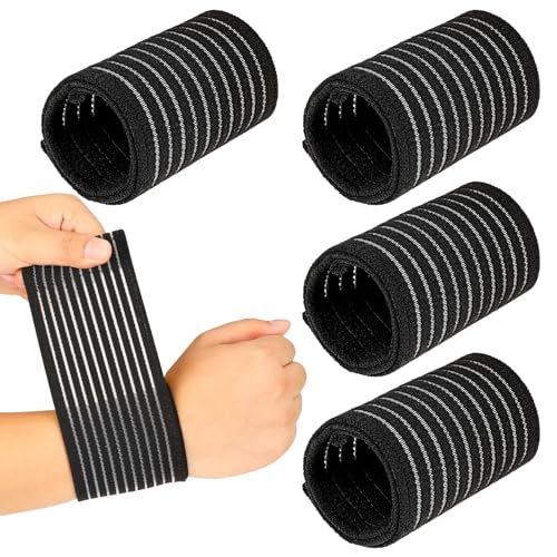 Mozeat Lens 4 Stück Handgelenkbandage Elastische Handgelenkstütze Unterstützung Atmungsaktiv Handbandage Kompressionsunterstützung mit Elastischen Handgelenk Bandagen für Sport Tennis Männer Frauen von Mozeat Lens