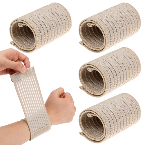 Elastische Handgelenkstütze Unterstützung, 4 Stück Verstellbarer Handgelenksriemen Hautfarbe Handgelenkbandage Atmungsaktives Handbandage Kompressionsunterstützung Handgelenk Bandagen für Sport Tennis von Mozeat Lens