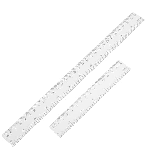 Kunststoff Lineal, 2 Stück Lineal Set 15 cm 30 cm Transparent Lineale aus Geradem Kunststoff Plastik Doppelseitenskala Ruler Klar Schneidelineal Messwerkzeug für Engineering Lehre Büro Zeichnen von Mozeat Lens