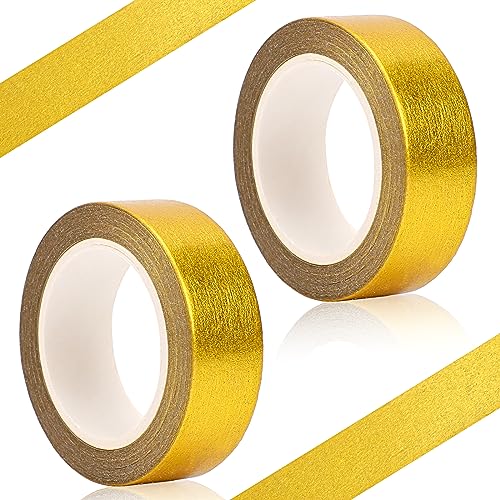 Mozeat Lens 2 Rollen Goldfolie Washi Tape 15mm x 10m Gold Klebeband Fliesennahtband Selbstklebend Craft dekorative Klebeband für Scrapbook Geschenkverpackung Fliesennahtabdeckung von Mozeat Lens