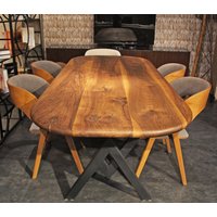 Mid Century Esstisch, Handgemachter Massivholz Tisch Mit Metall Beinen, Schwarznuss Esstisch von MozilyaDesign