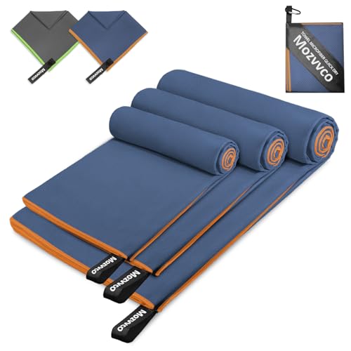 Mozvvco 3er Set Mikrofaser Handtücher,180x80cm Großes Badetuch Mikrofaser+100x50cm Schnelltrocknendes Sport Handtuch+80x40cm Strandtuch Handtücher,Reisehandtuch für Schwimmen Fitness Wandern von Mozvvco