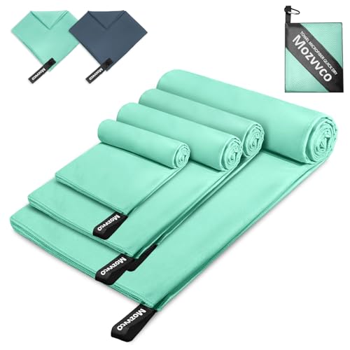 Mozvvco 4er Set Microfaser Handtuch,200x100cm Groß Badetuch Mikrofaser+2er 80x40cm Sport Handtuch+40x30cm Reisehandtuch,Schnelltrocknendes Handtücher für Gym Schwimmen Wander-Minzgrün Mozvvco 4er Set Microfaser Handtuch,200x100cm Groß Badetuch Mikrofaser+2er 80x40cm Sport Handtuch+40x30cm Reisehandtuch,Schnelltrocknendes Handtücher für Gym Schwimmen Wander-Minzgrün von Mozvvco