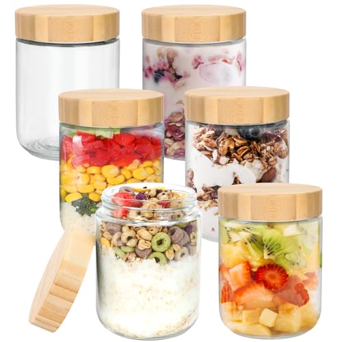 Mozvvco 6 Meal Prep Gläser - 500ml Overnight Oats Gläser mit Deckel, Einmachgläser mit Schraubdeckel, Multifunktional Meal Prep Glas Pudding Gläser für Marmelade,Salat,Milchshake,Mahlzeitenzubereitung Mozvvco 6 Meal Prep Gläser - 500ml Overnight Oats Gläser mit Deckel, Einmachgläser mit Schraubdeckel, Multifunktional Meal Prep Glas Pudding Gläser für Marmelade,Salat,Milchshake,Mahlzeitenzubereitung von Mozvvco