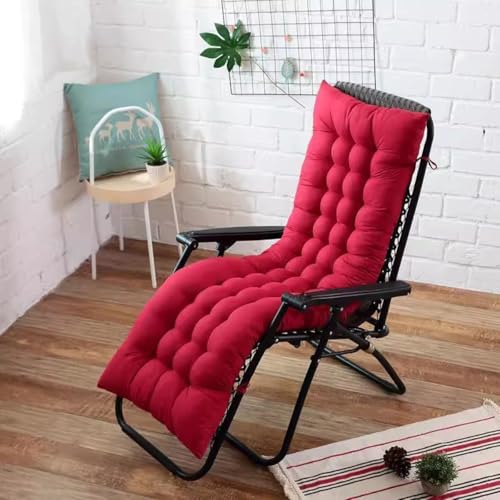 Mozzeilee Kissen für Sonnenliege, dicke Stuhllehnmatten, bequeme Bankstuhl-Pads für Garten, Terrasse, Strand, Balkon, Hof, mit rutschfesten Bändern, Weinrot, 170 x 48 x 8 cm von Mozzeilee