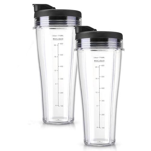 2 Pack Replacement Cups with Sleeves for Ninja Blender – Compatible with Ninja Food Processor & Mixer Models CB350EU, BN800EU, BN750EU, BN650EU, BN495EU, CB100EU von Mozzoom
