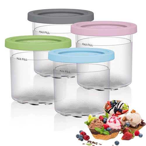 Mozzoom Set of 4 Creami Containers for Ninja Ice Cream Maker, Compatible with NC300EU NC301EU Series,Dishwasher Safe Ice Maker Cups, Perfect Ninja Accessories von Mozzoom