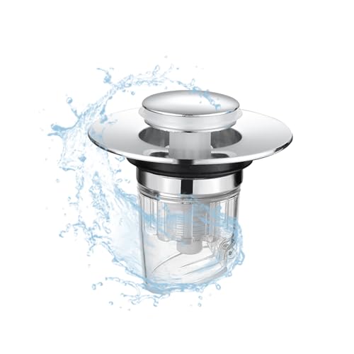 Mozzoom Universal Sink Stopper, Pop Up Bathroom Sink Drain Strainer with Anti-Clogging Filter Basket,Adjustable 32-42mm Drain Holes von Mozzoom