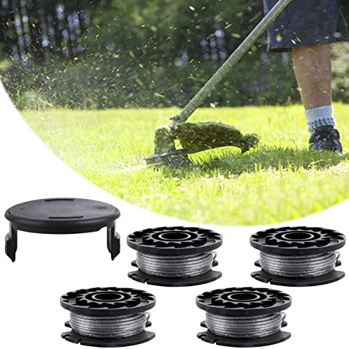 MplehDa 4 Stück Rasentrimmer Fadenspule, F016800569 kompatibel mit Bosch Φ1,60 mm 4,0 m, Akku Rasentrimmer Spule für Bosch ART 23 SL/ART 26 SL und 1 Ersatz Trimmerkappe F016F04557 von MplehDa