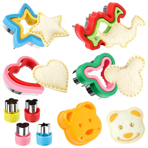 MplehDa Ausstechformen Set 9 Stück Ausstecher Brot und Gemüse Kinder Sandwich-Schneider und Versiegelung Plätzchen Ausstecher Dinosaurier Ausstechform Brotausstechformen für Kinder von MplehDa
