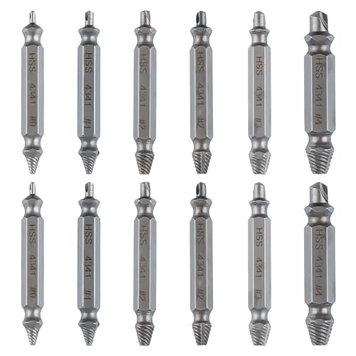 Schraubenausdreher Set, 12 Stück Beschädigte Schraube Entferner Extraktor Set aus HSS 4341 Härtegrad 62-63hrc Schrauben Entferner für Beraubt oder Beschädigt Schrauben Schraubenausdreher Set, 12 Stück Beschädigte Schraube Entferner Extraktor Set aus HSS 4341 Härtegrad 62-63hrc Schrauben Entferner für Beraubt oder Beschädigt Schrauben von MplehDa