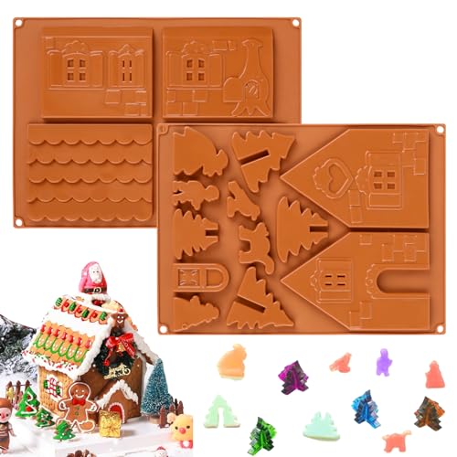 Silikonform Lebkuchenhaus, Weihnachtshaus DIY Silikonform, Schokolade Kuchenform DIY Kekse Backenwerkzeuge für Urlaub Süßigkeiten, Kuchen,Kekse,Muffins - Schokoladenfarbe Silikonform Lebkuchenhaus, Weihnachtshaus DIY Silikonform, Schokolade Kuchenform DIY Kekse Backenwerkzeuge für Urlaub Süßigkeiten, Kuchen,Kekse,Muffins - Schokoladenfarbe von MplehDa