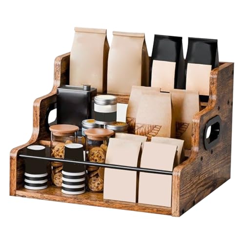 Mppchhn BarFür Flaschen - Retro Design Bar Ständer,3-Etagen Holz Weinflaschen Für Getränke Whisky Sammler Zuhause Küche Bar von Mppchhn