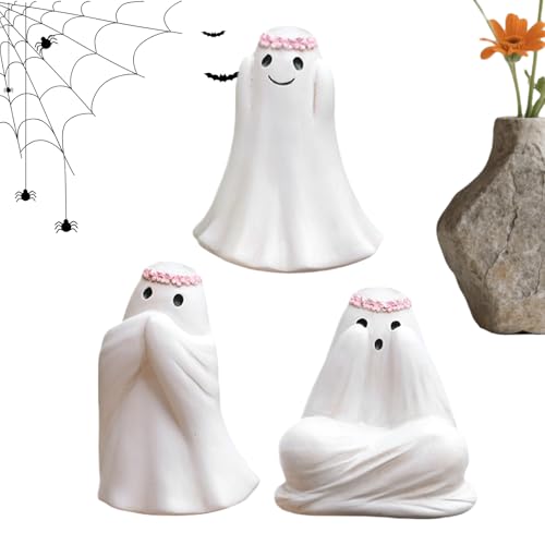 Mppchhn Halloween Geister Statue - Gespenster Deko Figur Halloween | Festliche Kunstharz Deko 3 Teile Skulptur Für Schreibtisch Wohnzimmer Tisch von Mppchhn