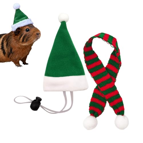 Mppchhn Hüte Für Hühner, Santa Verkleidung für Nutztiere, Santa Hut mit Schal Weihnachtskostüm Set, Für Henne Hamster Kaninchen Kätzchen Welpe Echse Bauernhof Deko von Mppchhn