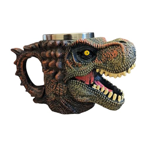 Mppchhn Isolierte Kaffeetasse,3D Dinosaurier Design Tasse Für Heiße Und Kalte Getränke - Ganzjahres Getränkebehälter Sammlerstück Für Heiß Kalt Chocolate Wasser Tee Bier Hotel Camping Zuhause Wohnheim von Mppchhn