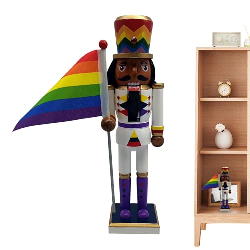 Mppchhn Nussknacker Figur Deko - Holz Nussknacker Figur Skulptur,Tischdekoration Sammlerstück Mit Regenbogenflagge Für Familie Freunde Erwachsene Mppchhn Nussknacker Figur Deko - Holz Nussknacker Figur Skulptur,Tischdekoration Sammlerstück Mit Regenbogenflagge Für Familie Freunde Erwachsene von Mppchhn