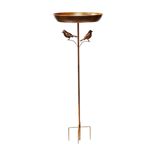 Mppchhn Stehender Vogelbad - Stehende Vogeltränke Als Gartendeko | Rostresistent Dekoratives Vogelbad Mit Futtersäule 82 cm Höhe Für Garten Terrasse Balkon von Mppchhn