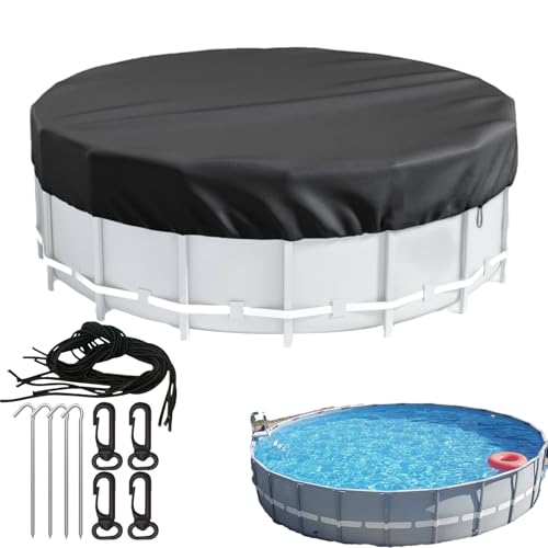 Runde Schwimmbad-Abdeckung, strapazierfähig, 420D-Oxford-Gewebe, Staubschutz für den Garten, Innenpool-Schutz mit Kordelzug und Erdspießen, tragbarer Sommerpool-Schutz Runde Schwimmbad-Abdeckung, strapazierfähig, 420D-Oxford-Gewebe, Staubschutz für den Garten, Innenpool-Schutz mit Kordelzug und Erdspießen, tragbarer Sommerpool-Schutz von Mppchhn