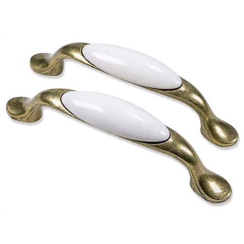 Mprofi MT 2 X Schrankgriffe - Griffe für Küchenschränke - Schubladengriffe - Schrankgriffe Vintage für Kommode, Möbelgriffe, Küchengriffe - Landhaus Porzellangriffe (Lochabstand 96mm) 728-PO/2 von Mprofi MT