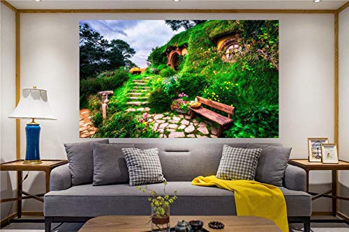 Fototapete Tapete Wanddeko Home Decor 3D Fantasy Natur Hobbit Haus Selbstklebende Tv Hintergrund Zimmer Wandbilder Wallpaper, 200Cmx140Cm von Mqlerry wallpaper