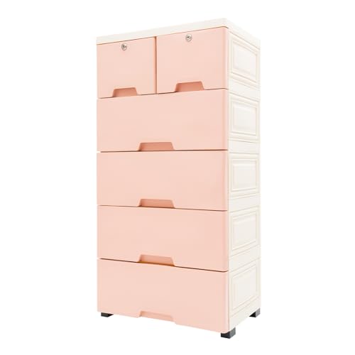 Mqwdxzfes 102 cm Rollkommode, Rosa Kommode mit 4 Räder, 6 Schubladenorganisation Drawer Organizer 5-stufiger Aufbewahrungsschrank Kleidung Standschrank Kinderkleiderschrank für Schlafzimmer Mqwdxzfes 102 cm Rollkommode, Rosa Kommode mit 4 Räder, 6 Schubladenorganisation Drawer Organizer 5-stufiger Aufbewahrungsschrank Kleidung Standschrank Kinderkleiderschrank für Schlafzimmer von Mqwdxzfes