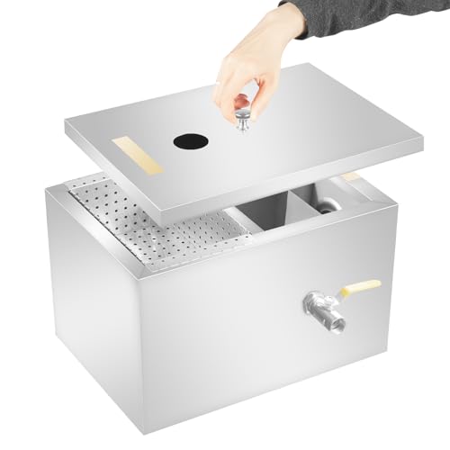 Mqwdxzfes 20L Fettabscheider, Edelstahl Öl-Wasser-Abscheider mit Automatischer Abschaltung, 4-Stufen Filtration Abwasser Separator, Fettseparator Ölabscheider für Küche, Restaurant, 35x25x23cm von Mqwdxzfes