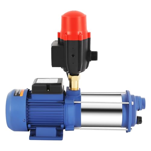 Mqwdxzfes 2500W Hochdruck Gartenpumpe, Zentrifugal Wasserpumpe mit Druckschalter, 4000L/H 100m Edelstahl Jetpumpe, 230V Selbstansaugend Kreiselpumpe für Bewässerung, Teich, Hof, IP44 von Mqwdxzfes