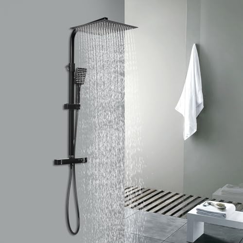 Mqwdxzfes 30cm Schwarz Thermostatische Dusche Set, Modernes Duscharmatur Komplettset mit Thermostat & Handbrause, Quadratische Regendusche, Edelstahl Duschkopf für Badezimmer, 38°C Fixierung Mqwdxzfes 30cm Schwarz Thermostatische Dusche Set, Modernes Duscharmatur Komplettset mit Thermostat & Handbrause, Quadratische Regendusche, Edelstahl Duschkopf für Badezimmer, 38°C Fixierung von Mqwdxzfes