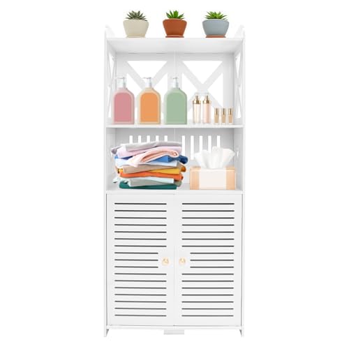 Mqwdxzfes 4-Stöckiges Badezimmer Aufbewahrungsregal, Stehregal Organizer, Lagerregal Bücherregal Toilettenregal Küchenschrank für Küche, Bad, Waschküche, Schlafzimmer, 90x40x25cm (Weiß) von Mqwdxzfes