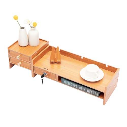 Mqwdxzfes Computermonitorständer, Holz Schreibtischaufsatz mit 3 Schubladen & Seitenschrank, Monitorerhöhung Organizer Bildschirmerhöhung Computergestell für Laptop/Drucker, 65.5X 20x16.5cm Mqwdxzfes Computermonitorständer, Holz Schreibtischaufsatz mit 3 Schubladen & Seitenschrank, Monitorerhöhung Organizer Bildschirmerhöhung Computergestell für Laptop/Drucker, 65.5X 20x16.5cm von Mqwdxzfes