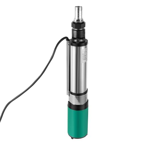Mqwdxzfes DC 24V Solar Tiefbrunnenpumpe, 320W Edelstahlgehäuse Tauchpumpe mit 25m Förderhöhe & 16m Kabel, Klarwasser Tauchpumpe Solarpumpe für Brunnen/Bewässerung/Wasserversorgung, 3m³/h Durchfluss von Mqwdxzfes