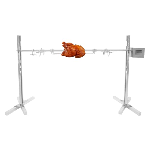 Mqwdxzfes Elektrischer Spießbratengrill, Edelstahl Grillrost mit 5-Fach Höhenverstellung, Spanferkelgrill Lammgrill, Höhenverstellbarer Drehspießröster für Camping Outdoor Lagerfeuer, 40kg Tragkraft von Mqwdxzfes