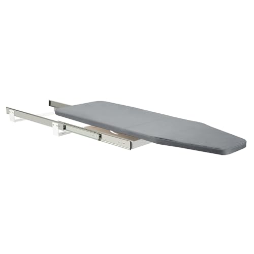 Mqwdxzfes Klappbares Bügelbrett, Ausziehbares 180° Drehbares Brett Schrankmontage-Bügelbrett Abnehmbare Bügelplatte, Platzsparendes Bügelbrett für Haus Garderobe und Waschküche, 80x30x12cm Grau von Mqwdxzfes