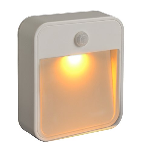 Mr. Beams MB720 schlaffreundliche batteriebetriebene Bewegungserkennungs-LED; kleben Sie dieses Nachtlicht mit gelber Leuchte an eine beliebige Stelle, plastik, weiß, 1 Packung von Mr Beams