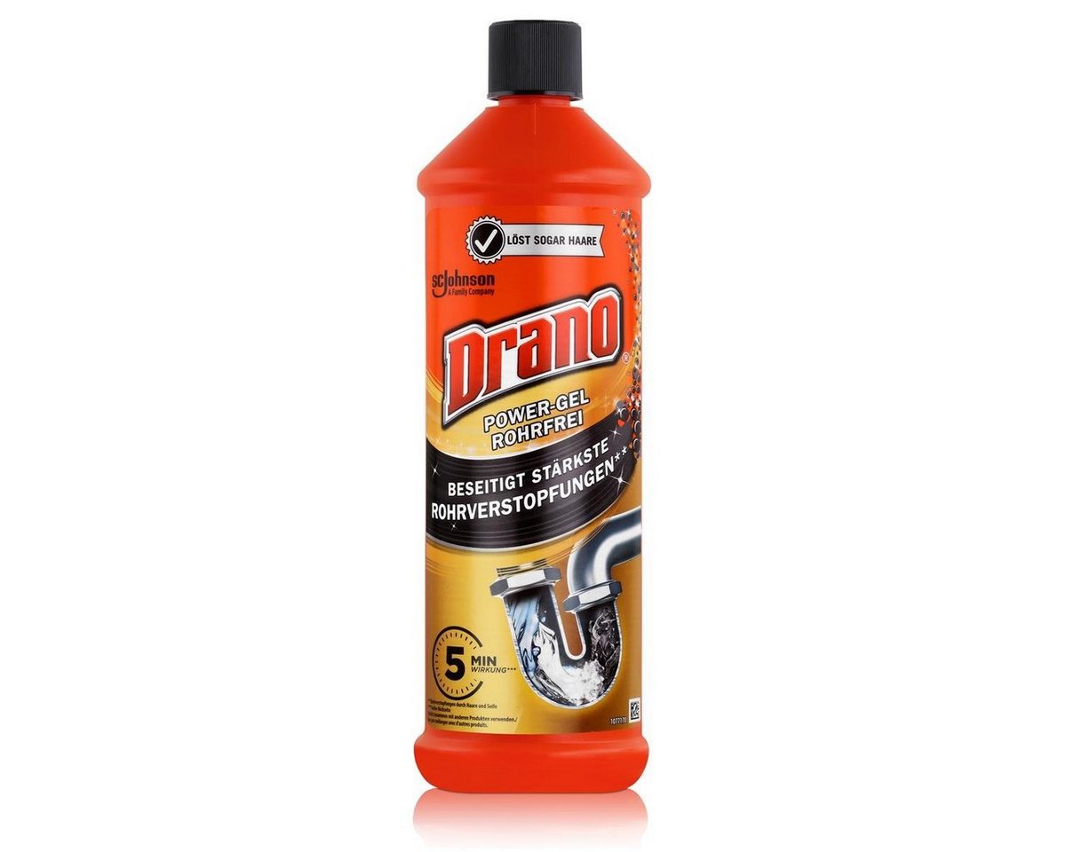 Mr Muscle Drano Power-Gel Rohrfrei 1 Liter - Löst sogar Haare (1er Pack) Rohrreiniger von Mr Muscle
