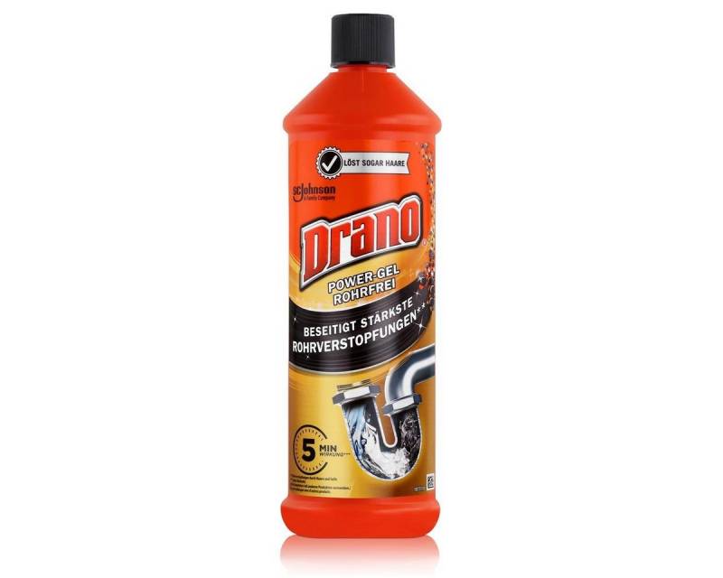 Mr Muscle Drano Power-Gel Rohrfrei 1 Liter - Löst sogar Haare (1er Pack) Rohrreiniger von Mr Muscle