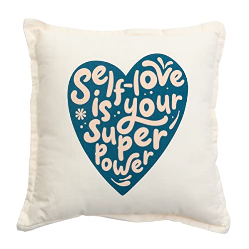Embroided Cushion Blue - Self-Love is Your Superpower von Mr. Wonderful
