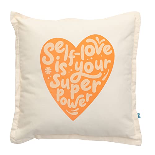 Embroided Cushion orange - Self-Love is Your Superpower von Mr. Wonderful