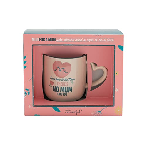 Mr. Wonderful Tasse mit Aufschrift From here to the moon, there's no mum like you von Mr. Wonderful