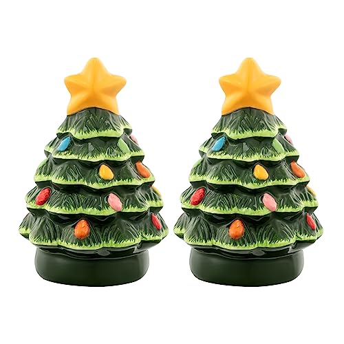 Mr. Christmas 85111 Green Tree Salt and Pepper Shakers Salz- und Pfefferstreuer, Keramik, Grün von Mr. Christmas