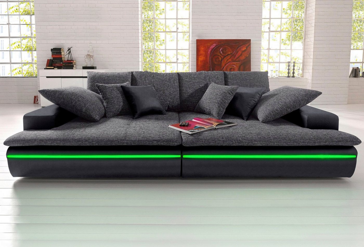 Mr. Couch Big-Sofa Haiti, wahlweise mit Kaltschaum (140kg Belastung/Sitz) und RGB-Beleuchtung von Mr. Couch