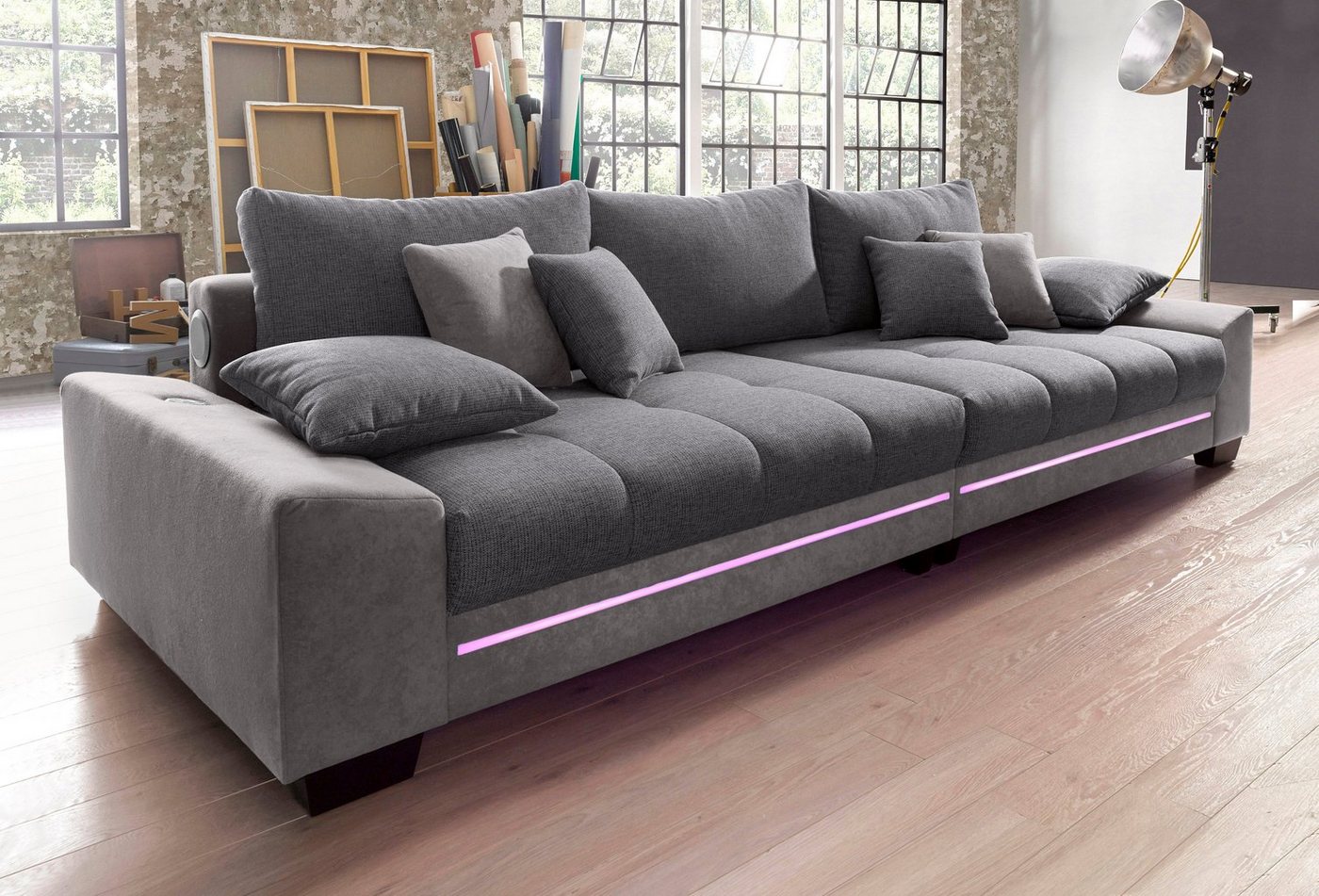 Mr. Couch Big-Sofa Nikita, wahlweise mit Kaltschaum (140kg Belastung/Sitz) und Bluetooth-Sound von Mr. Couch