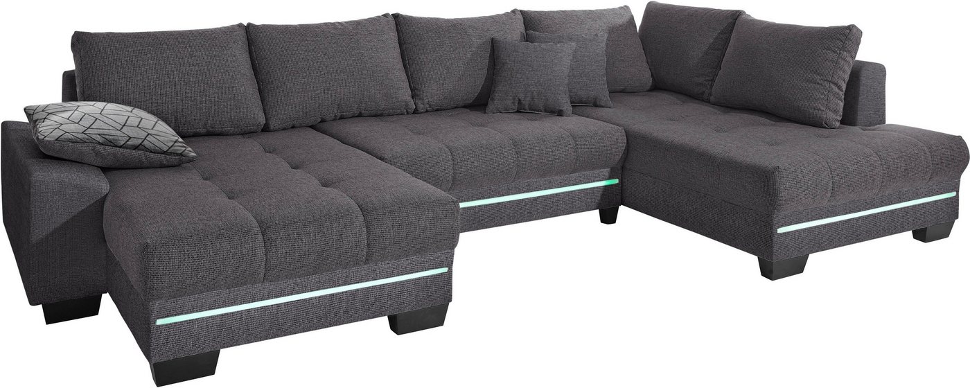 Mr. Couch Wohnlandschaft Nikita U-Form, Wahlweise mit Kaltschaum (140kg Belastung/Sitz), mit RGB-Beleuchtung von Mr. Couch