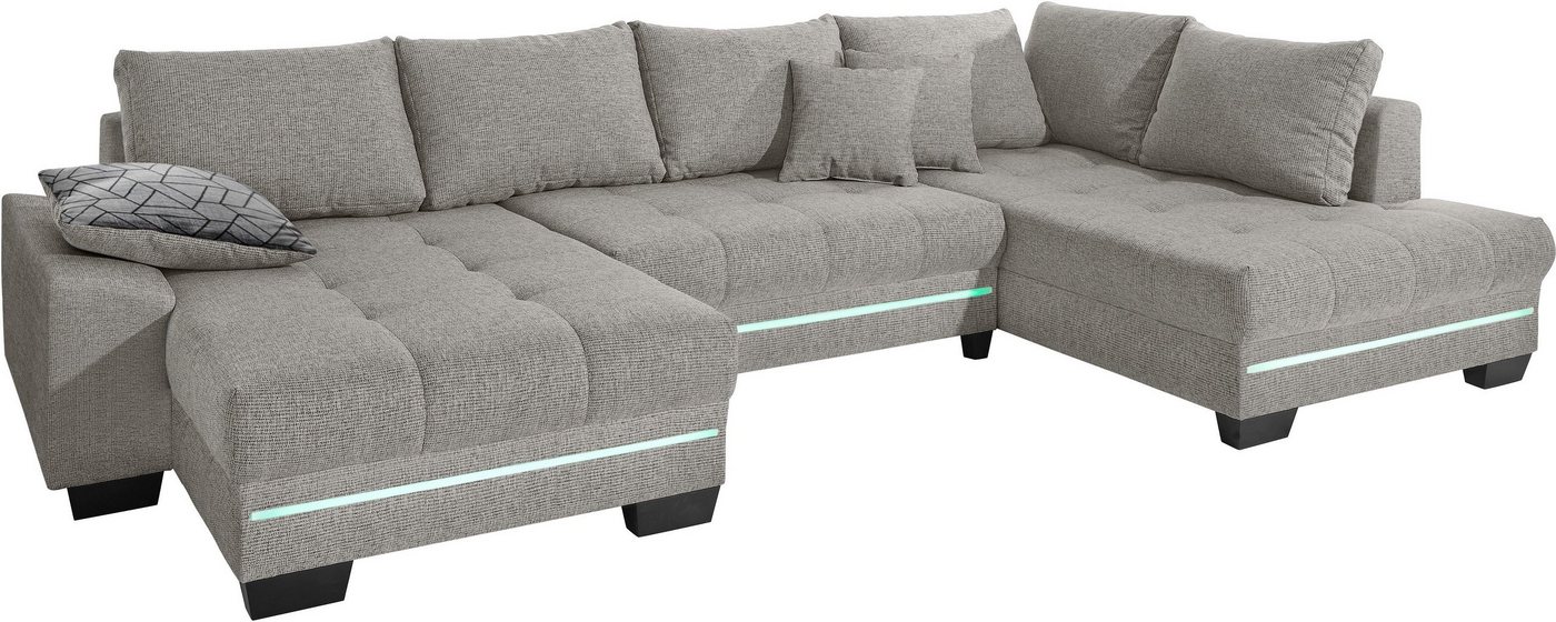 Mr. Couch Wohnlandschaft Nikita U-Form, Wahlweise mit Kaltschaum (140kg Belastung/Sitz), mit RGB-Beleuchtung von Mr. Couch
