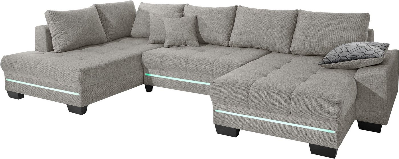 Mr. Couch Wohnlandschaft Nikita U-Form, Wahlweise mit Kaltschaum (140kg Belastung/Sitz), mit RGB-Beleuchtung von Mr. Couch