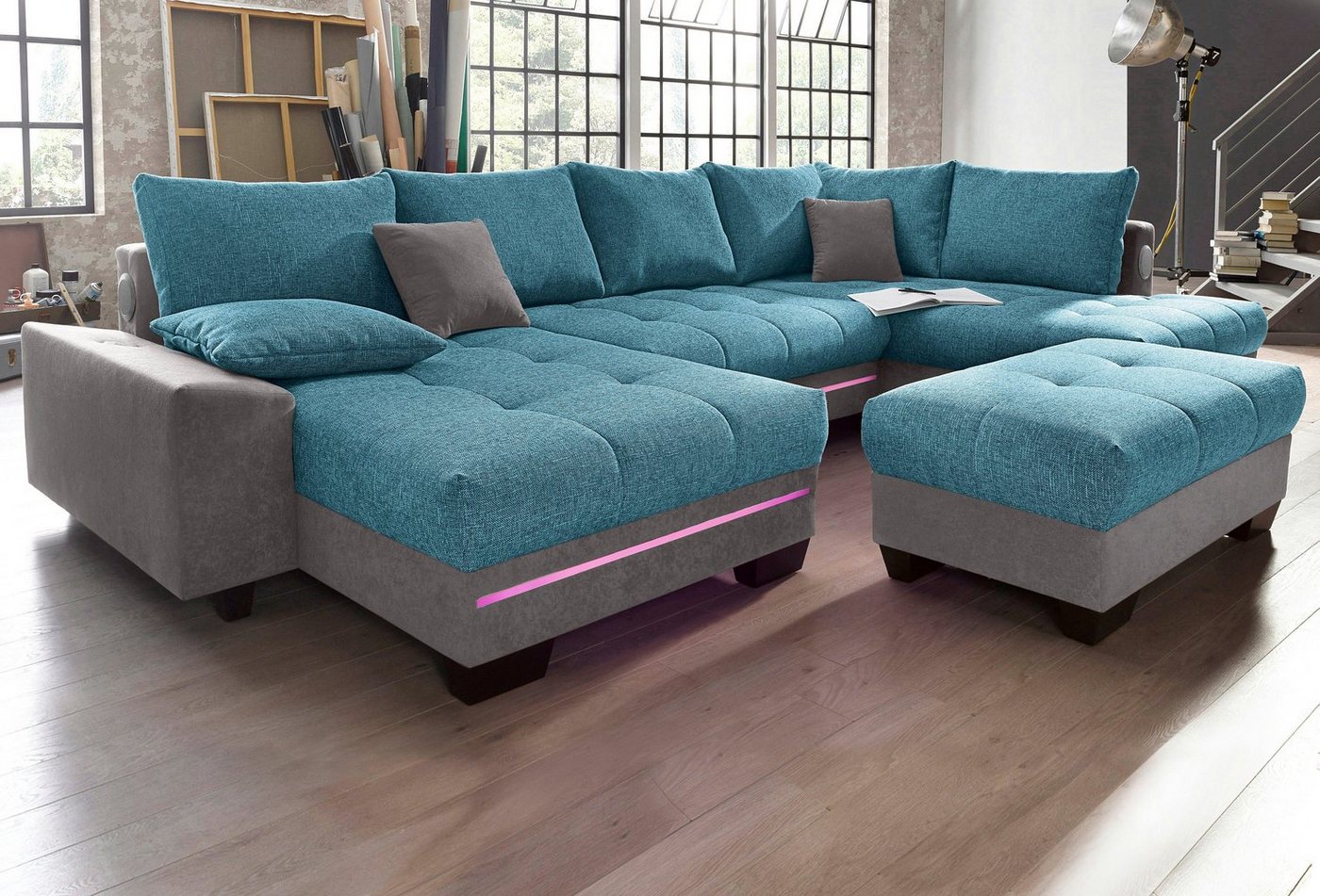 Mr. Couch Wohnlandschaft Nikita, wahlweise mit Kaltschaum (140kg Belastung/Sitz) und Bluetooth-Sound von Mr. Couch