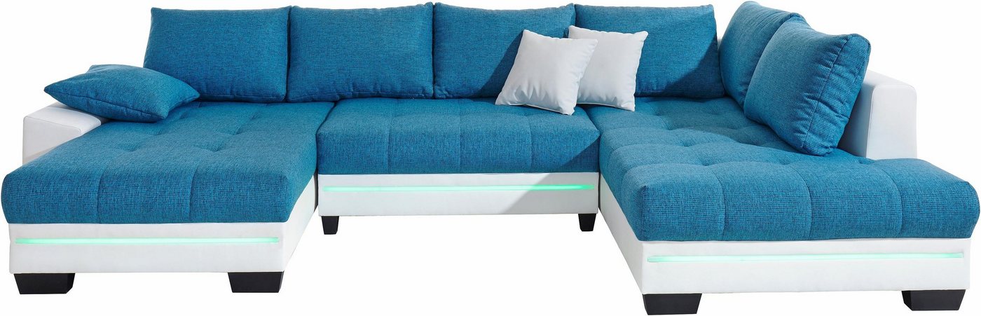 Mr. Couch Wohnlandschaft Nikita U-Form, wahlweise mit Kaltschaum (140kg Belastung/Sitz) und Bluetooth-Sound von Mr. Couch