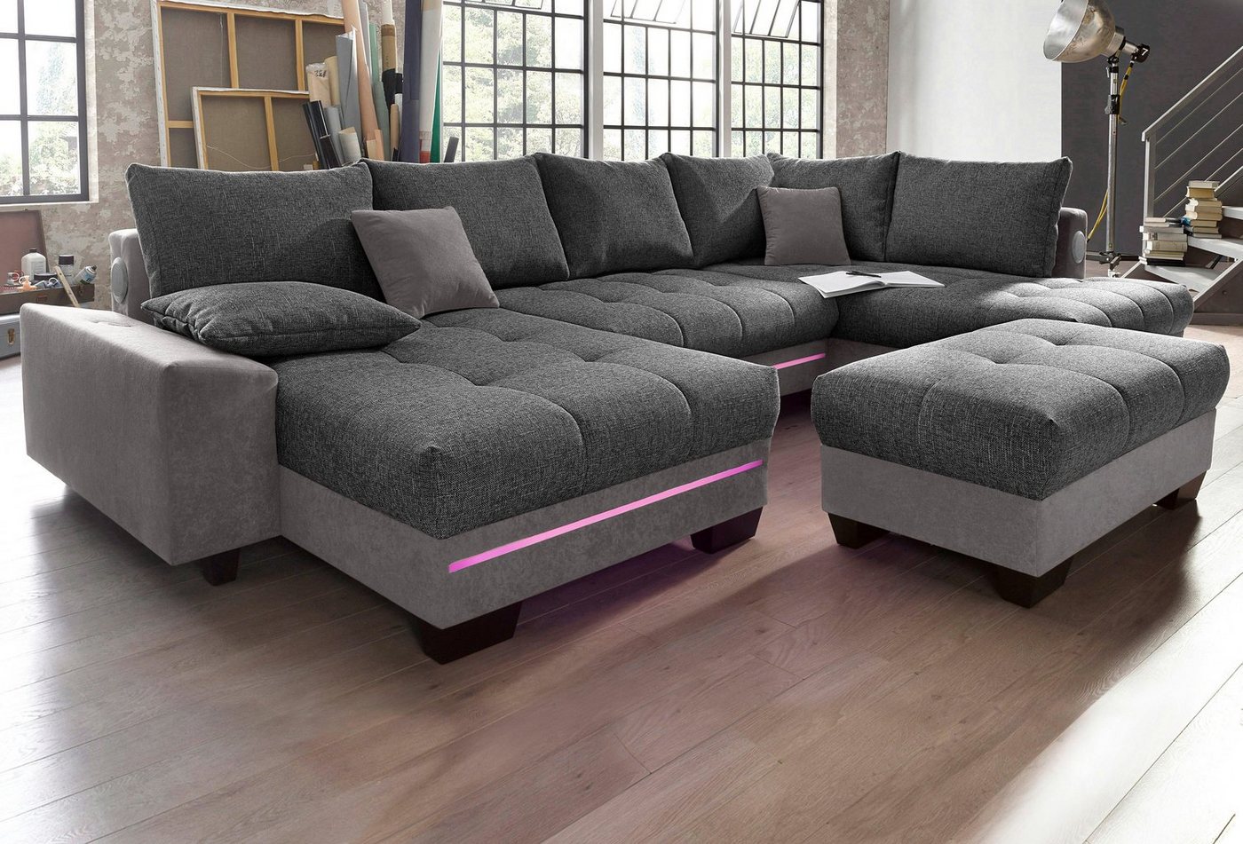 Mr. Couch Wohnlandschaft Nikita, wahlweise mit Kaltschaum (140kg Belastung/Sitz) und Bluetooth-Sound von Mr. Couch